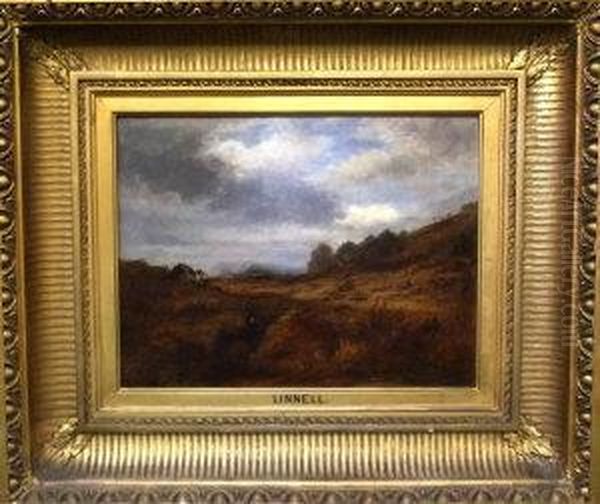 Stormy Skies Over A Hillside Oil Painting by John Linnell