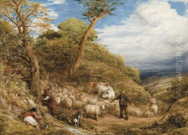 The Sheep Drove Oil Painting by John Linnell