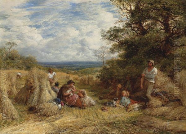 Harvest Dinner Oil Painting by John Linnell