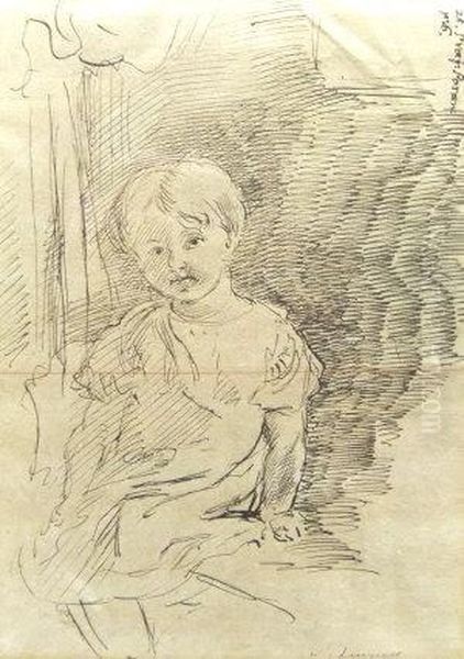 Study Of A Child Oil Painting by John Linnell