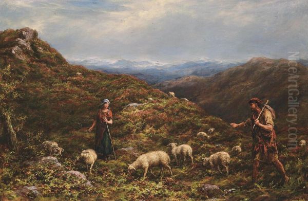 A Chance Meeting In The Highlands Oil Painting by William Linnell