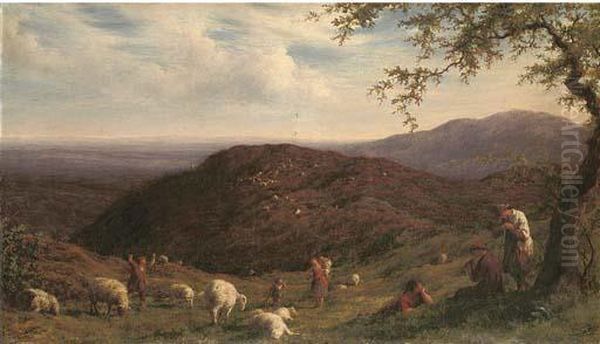 Gathering The Flock Oil Painting by William Linnell