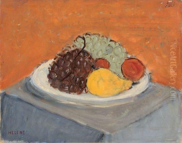 Nature Morte Aux Raisins Oil Painting by Helene Linossier