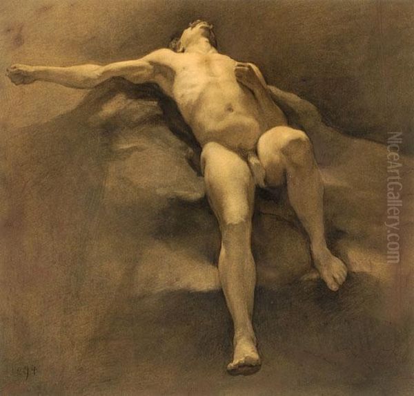 Male Nude Oil Painting by Johannes Linse