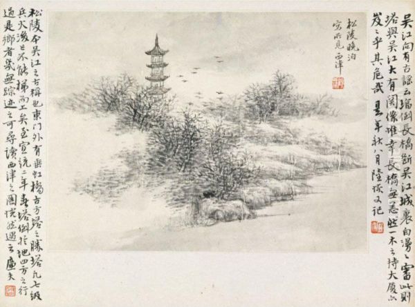 Landscape After Ancient Masters Oil Painting by Gu Linshi