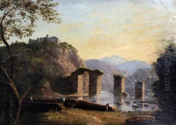 Porte D'augusto At Narni, Umbria Oil Painting by William Linton