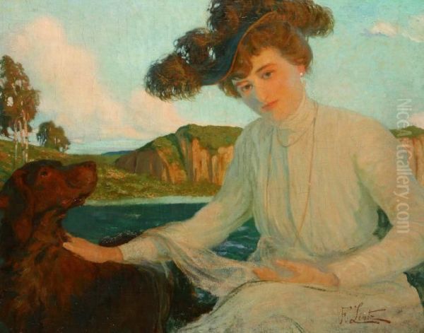 Dama Con Cagnolino Oil Painting by Frederick Lintz