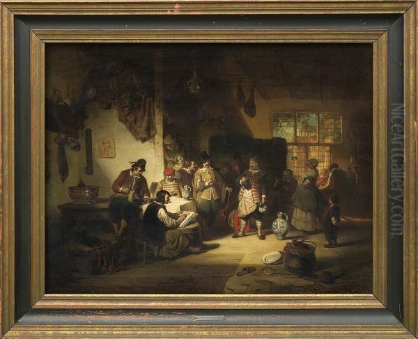 In The Tavern Oil Painting by Alexandre Louis Lion