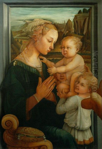 Madonna And Child With An Angel Oil Painting by Filippo Lippi