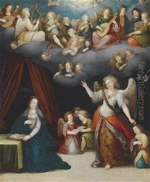 The Annunciation To The Virgin Oil Painting by Pieter Lisaert