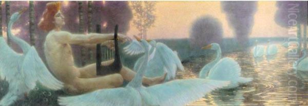 Apollo Und Die Schwane (apollo Charming The Swans) Oil Painting by Wilhelm List