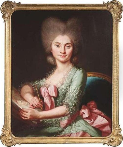 Lisiewski, Christian Friedrich Rheinhold . Portrait Of A Female Artist Oil Painting by Christian Friedrich Liszewski