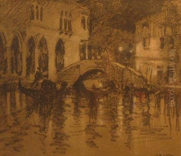 Venice At Night Oil Painting by Sydney Mackenzie Litten