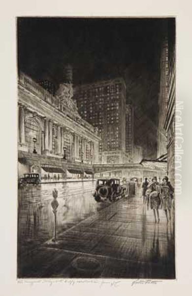 Grand Central, Night Oil Painting by Walter Little