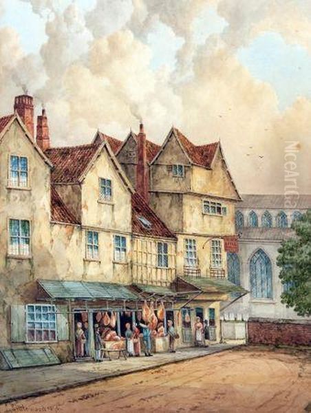 Norwich Butchers Market Oil Painting by Edward Littlewood