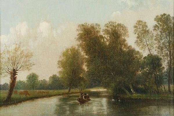 On The Backwaters, Norwich Oil Painting by Edward Littlewood