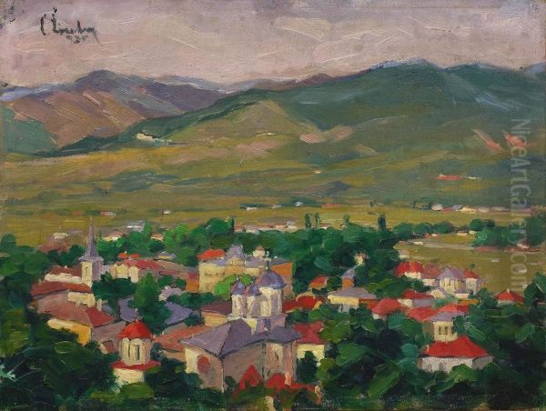 Overview Of Valcea Oil Painting by Corneliu Liuba