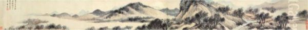 Landscape After Dong Yuan (10th Century) Oil Painting by Li Liufang