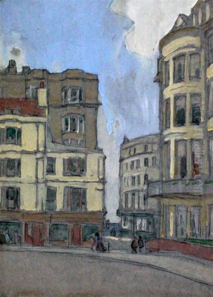 Royal Crescent Hotel & Castle Square, Brighton Oil Painting by Horace Mann Livens