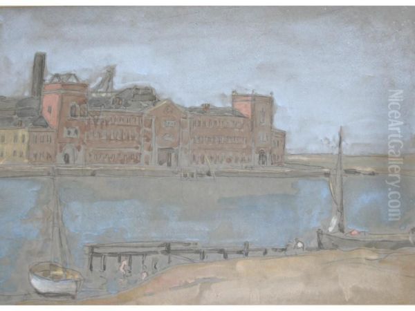 Portslade Electricity Works Oil Painting by Horace Mann Livens