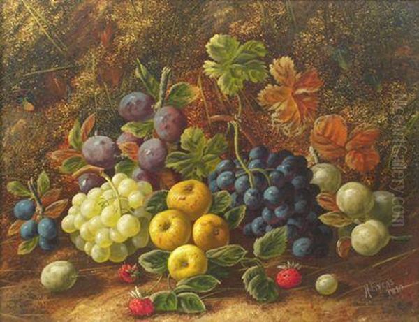 Still Life Of Fruit On A Mossybank Oil Painting by Horace Mann Livens