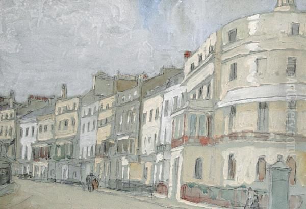 Lewes Crescent, Brighton Oil Painting by Horace Mann Livens