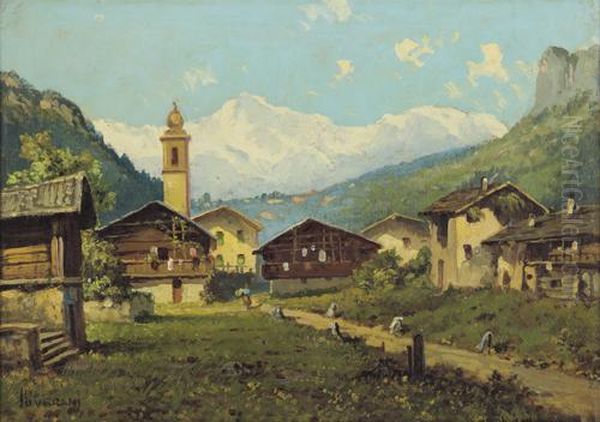 Paesaggio Valdostano Oil Painting by Romolo Liverani