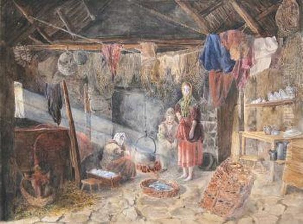 Cottage Interior, County Mayo Oil Painting by Frances Livesay