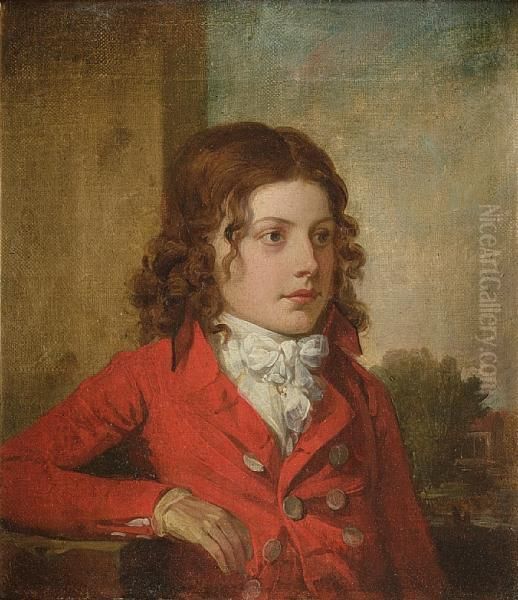 Portrait Of A Young Boy, Said To Be William James Atkinson, Half-length Oil Painting by Richard Livesay