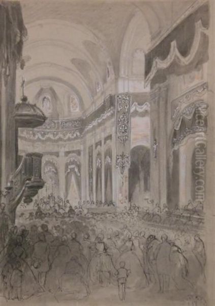 Grande Ceremonie Dans Une Cathedrale Oil Painting by Frederic Theodore Lix