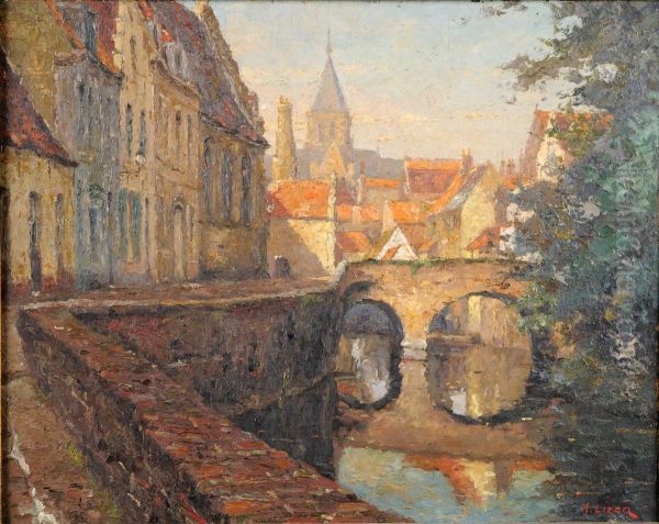 Pont A Bruges Oil Painting by Marcel Lizen