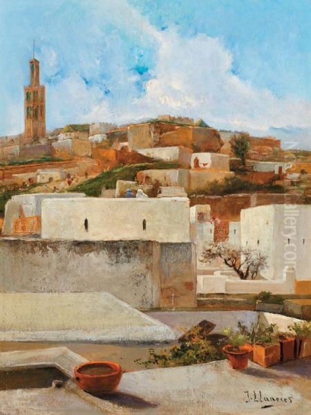 Vue D'une Ville Orientale Oil Painting by Jose San Bartolome Llaneces