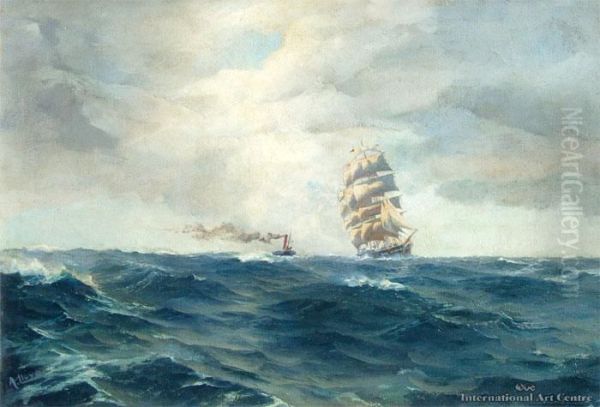 Sail & Steam Oil Painting by Arthur John Lloy