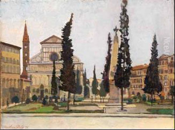 Veduta Di Piazza Santa Maria Novella Oil Painting by Llewelyn Lloyd