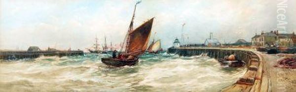 Gorleston Harbour Oil Painting by Robert Malcolm Lloyd