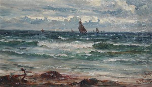 Fishing Boats At Sea Oil Painting by Robert Malcolm Lloyd