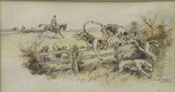 Hounds Running Oil Painting by Thomas Ivester Lloyd