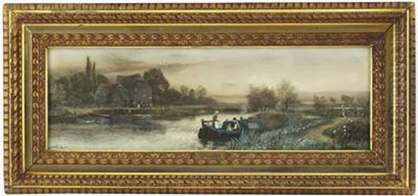 Hausboot Auf Der Ouse Oil Painting by Walker Stuart Lloyd