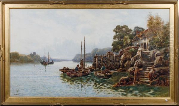 Fishermen In Rowing Boats Oil Painting by Walker Stuart Lloyd