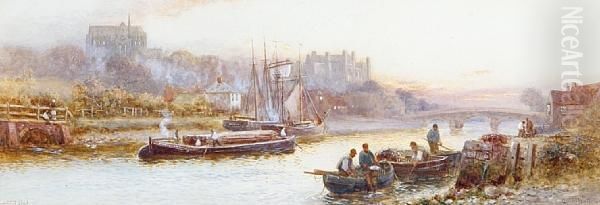 Arundel From The River Oil Painting by Walker Stuart Lloyd