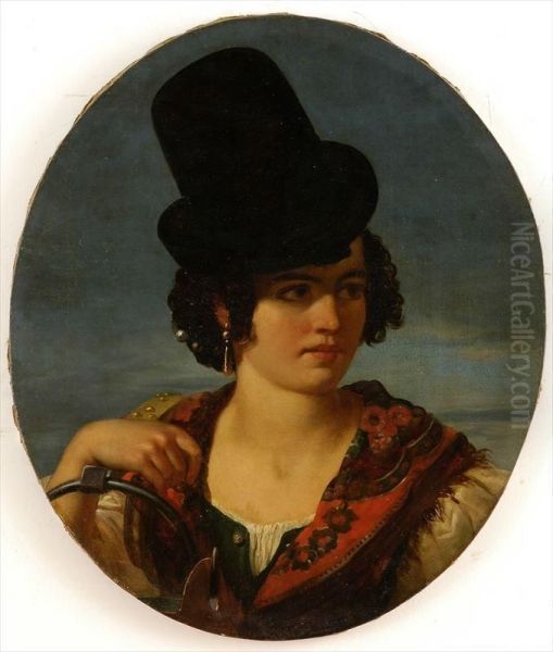 Young Woman In Localcostume Oil Painting by Gian Francesco Locatelli