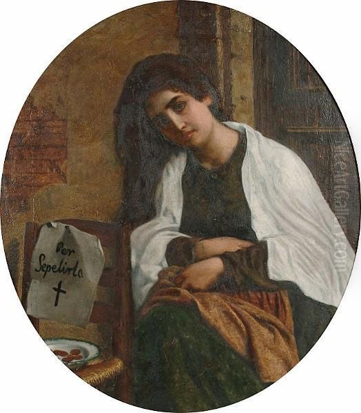 An Italian Girl Oil Painting by Gian Francesco Locatelli