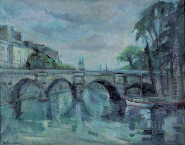 Il Ponte Sul Fiume Oil Painting by Raffaello Locatelli