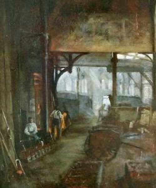 Eisenhuttenwerk Oil Painting by Bonifaz Locher