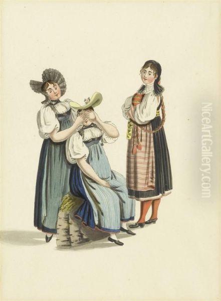 Swiss Costumes Oil Painting by Gottfried Locher