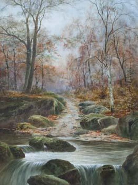 Woodland Stream Oil Painting by H.J. Lockley