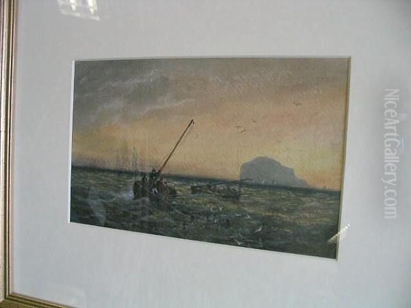 Fishing Boats Off The Bass Rock Oil Painting by Charles Arthur Lodder Capt.