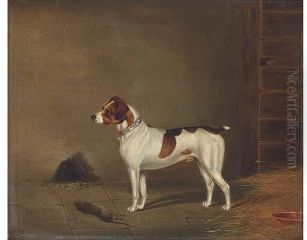 Success, A Terrier Oil Painting by Edwin Loder