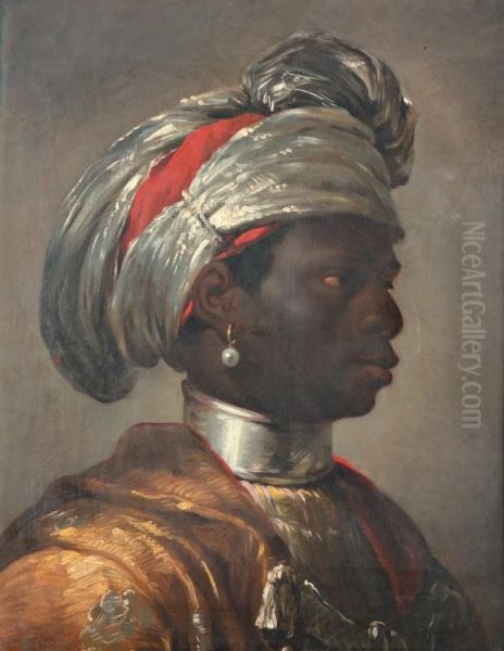 Portrait D'un Noir A La Perle Et Au Turban Oil Painting by Matthaus Loder