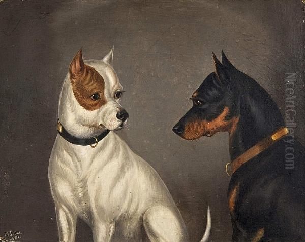 Two Terriers Oil Painting by Edwin Loder